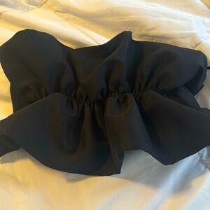 ruffled tube top. from zara. size L. black. barely worn. very cute.